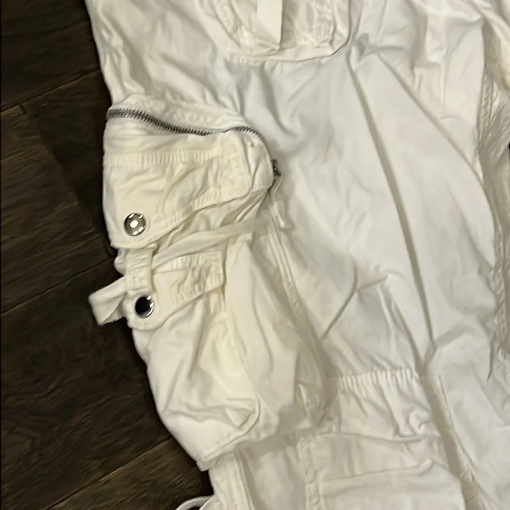 Polo Ralph Lauren white Combat Cargo Pants Vintage Mens Size 40x30”
